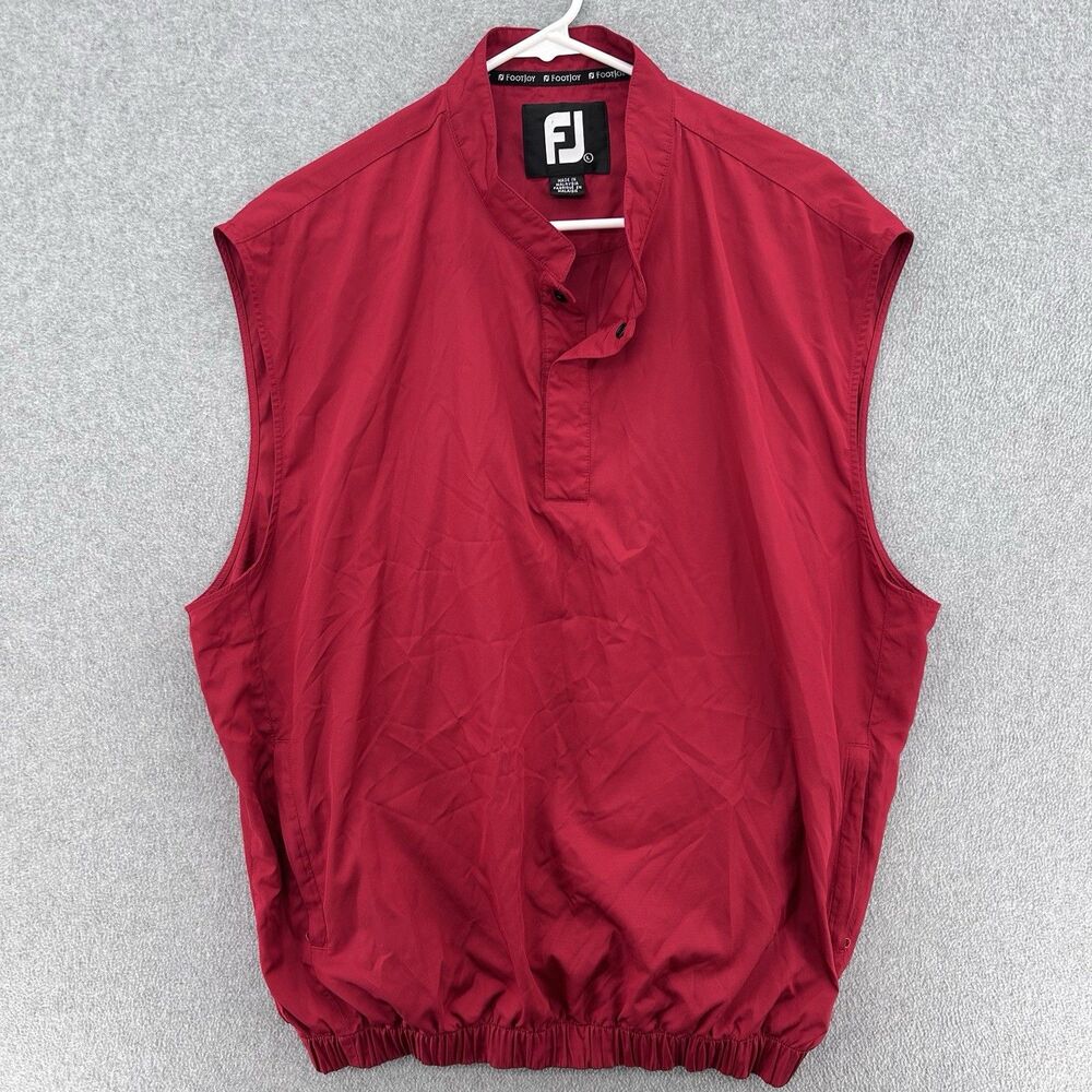 Footjoy Jacket Mens Large Pullover Red Windshirt Golfer Golf Casual